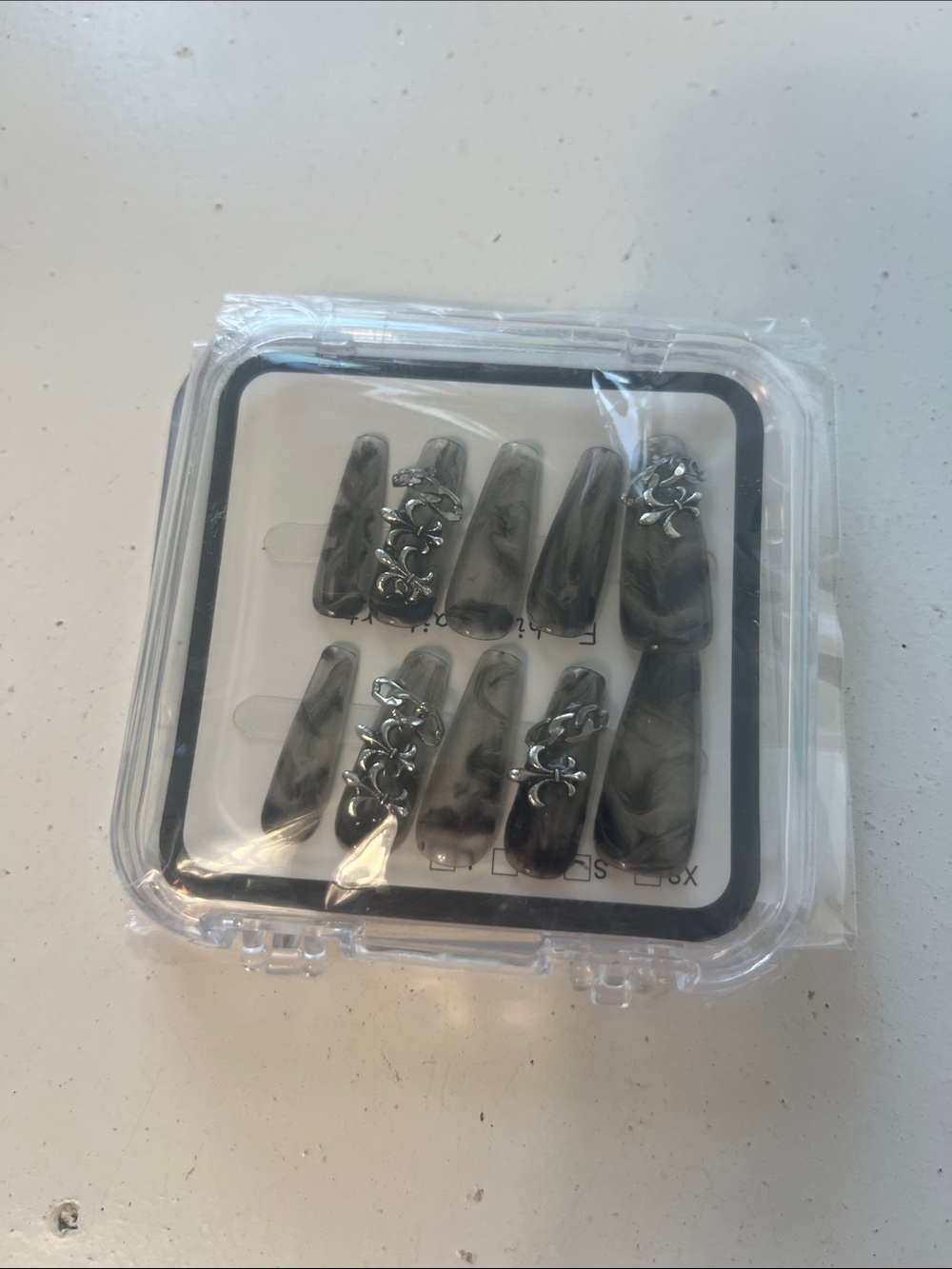 Amazon Coffin Press on Nails Kit Black Gothic/Alt Nails Size 9